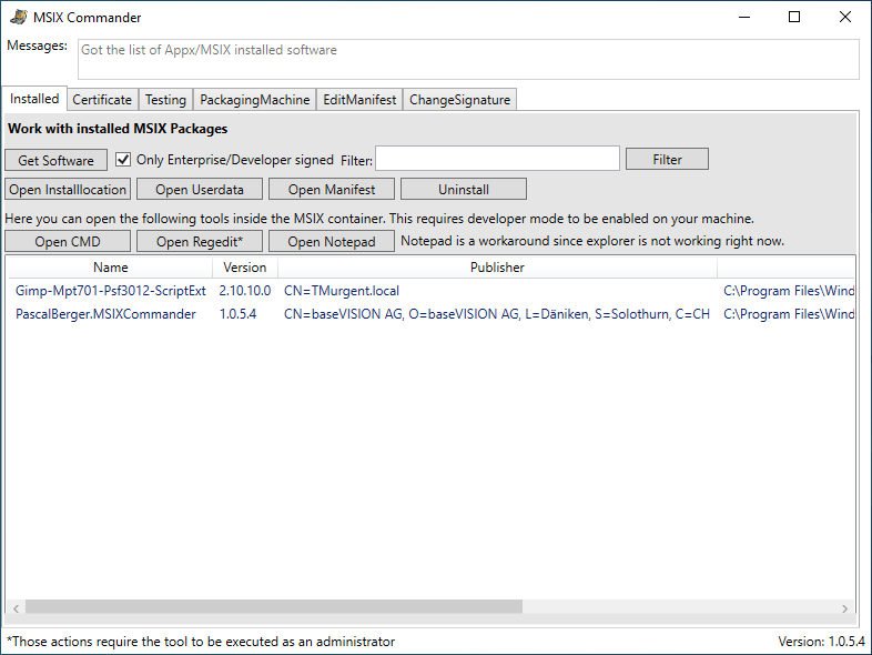 MSIX Commander UI
