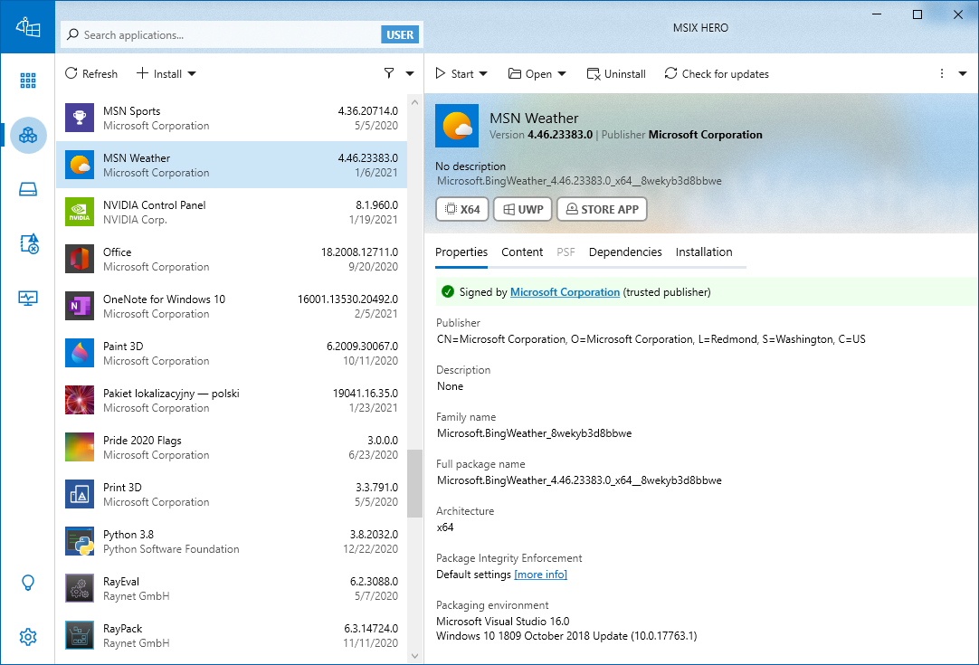 MSIX Hero Screenshot